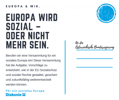 Die Diakonie plädiert deshalb für die Einberufung eine Versammlung, um eine gemeinsame Vision von einem sozialen Europa zu entwickeln.